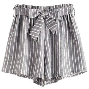 Striped Elastic Waist Shorts